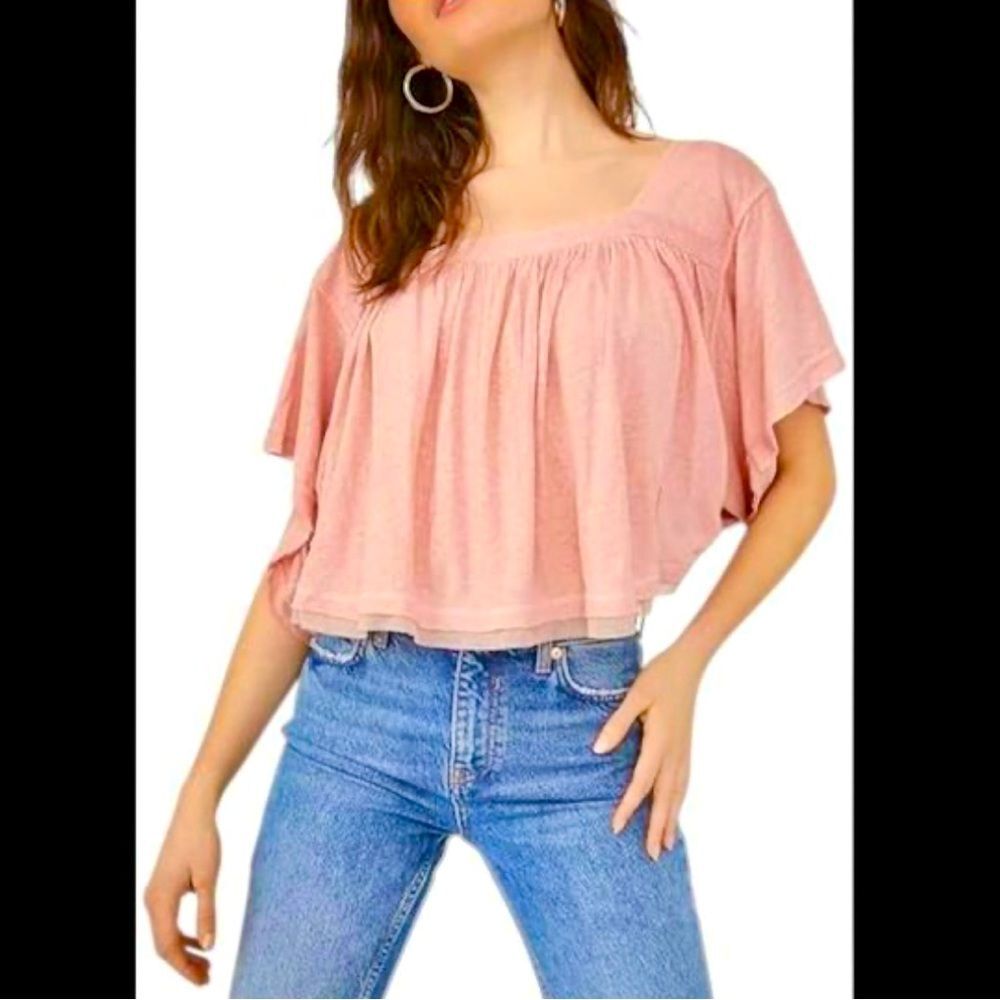 Free People Sunsetter Linen Blend Top Sz XS-M #S2